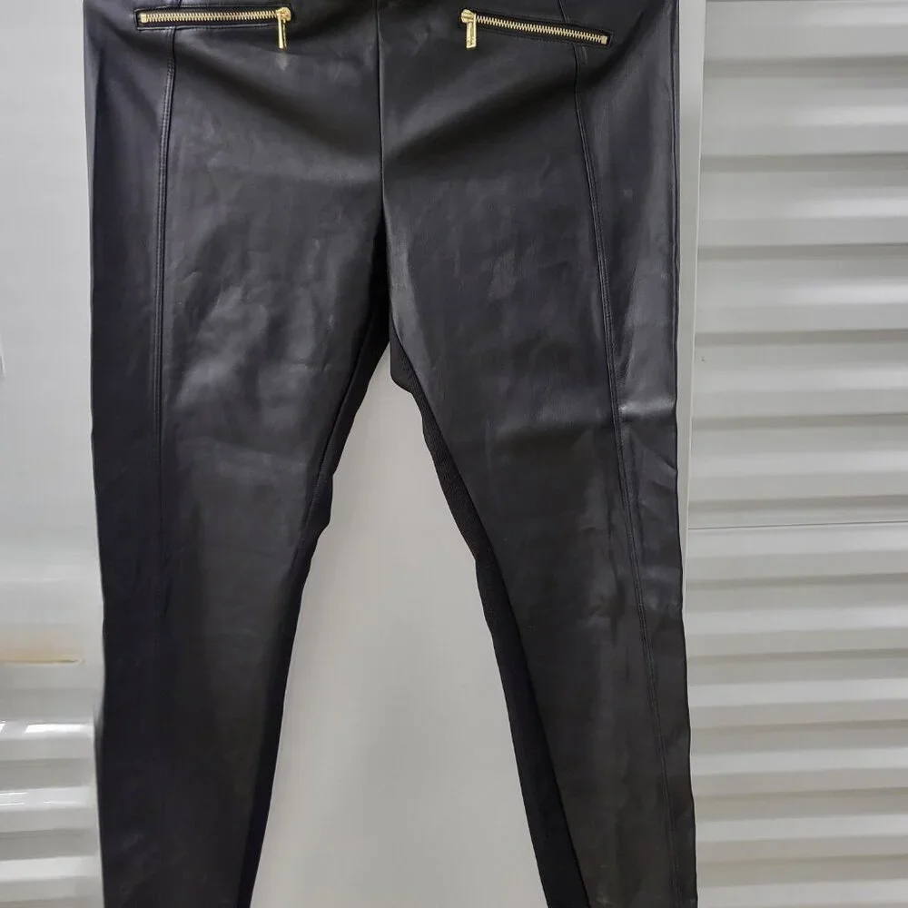 Karl Lagerfield Faux Leather Pants - Picture 2 of 4